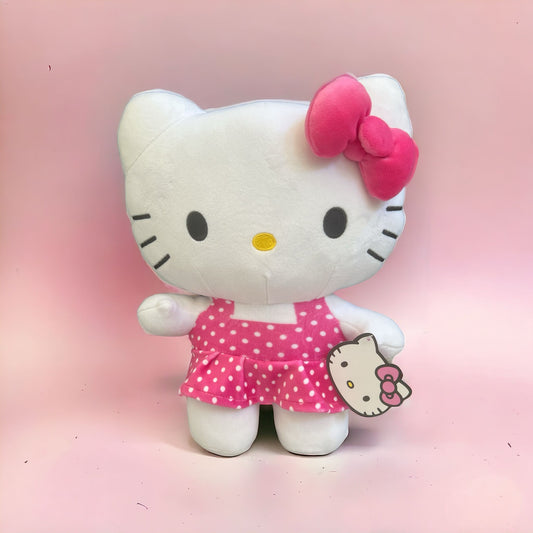 12" Hello Kitty In Pink Polka Dot Romper and Pink Bow